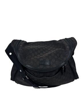 Gucci Brown Black GG Monogram Crossbody Diaper Bag